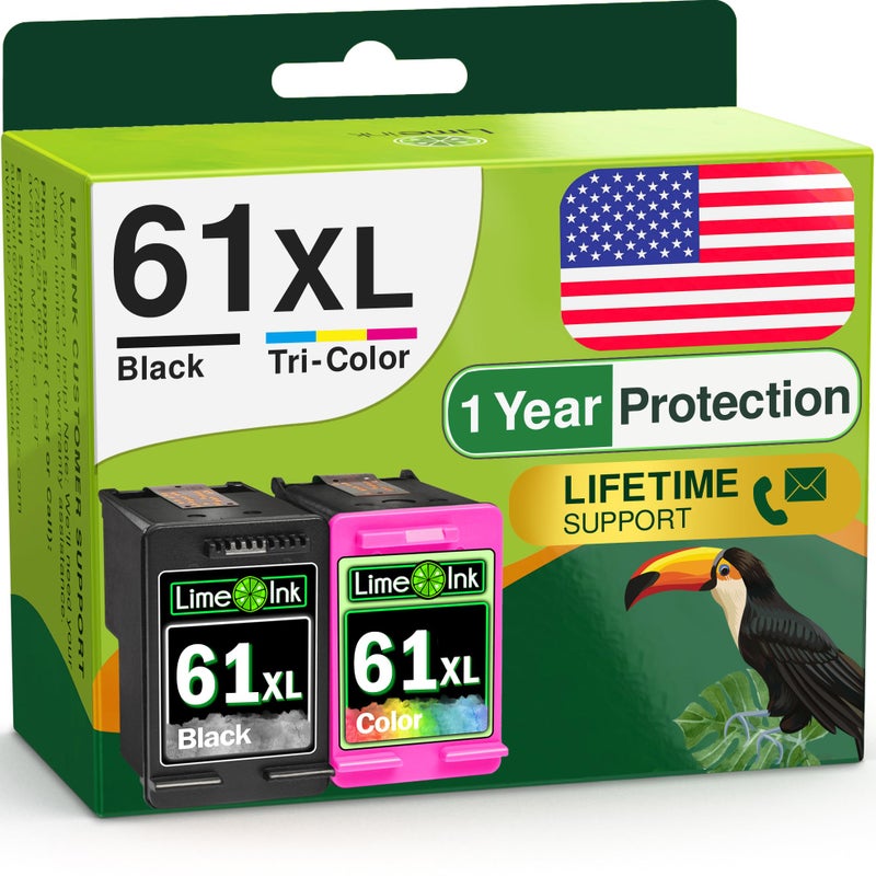 Limeink خراطيش حبر ليمينك 2 المعاد تصنيعها بديل لخراطيش حبر HP 61 حزمة مجموعة لخراطيش HP 61 لخراطيش Envy 4500 61xl HP61-1BK، 1 لون - Image 1